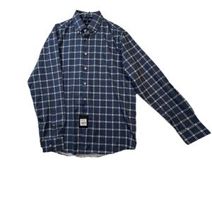 B. Smart Navy and White Plaid Button-Down S